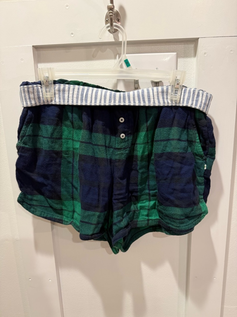 aerie Green and Navy Plaid Lounge Shorts